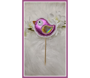 Stickdatei ITH - Blumenstecker Vogel